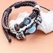 Lureme Blue Cracked Bead Charm Multi Strand Braided Leather Bracelet for Women Men 06000473-1