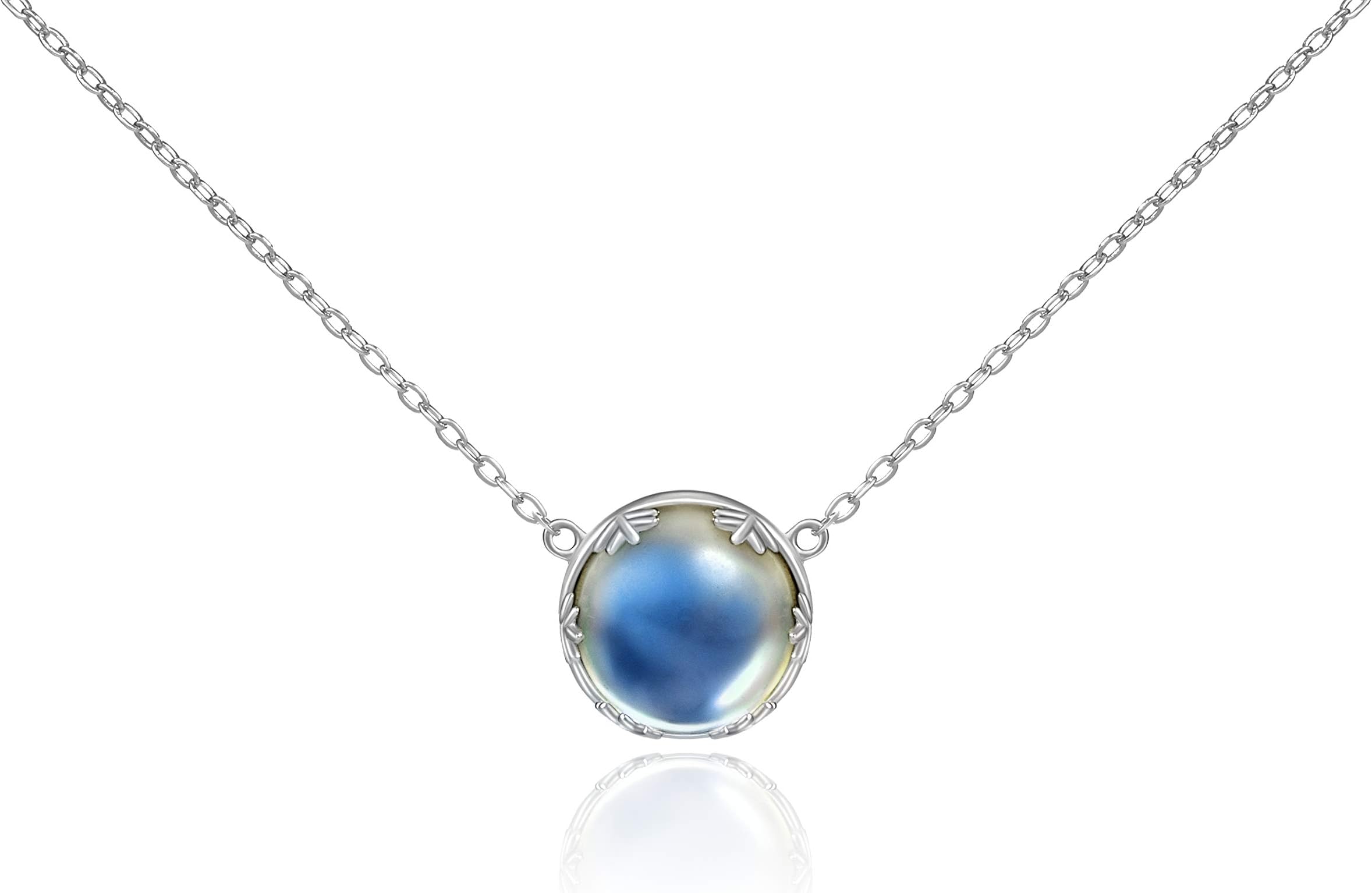 Thaya 925 Sterling Silver Aurora Crystal Necklace Gemstone Pendant Necklace Northern Lights Blue Crystal Jewelry Gifts for Women Girlfriend 22"-2" Light/Deep Color