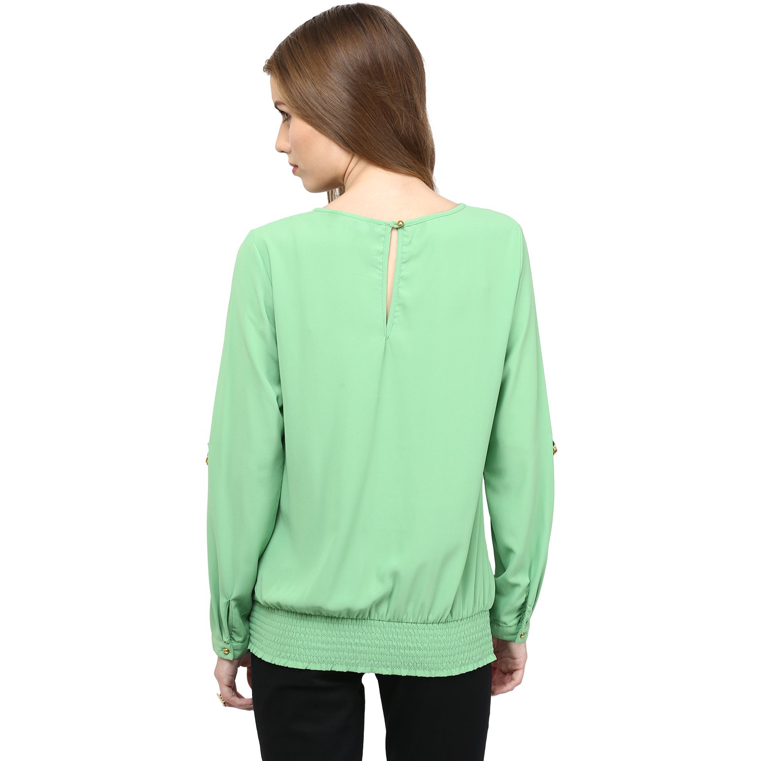 rare women green crepe top (ep1066a)