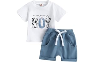 SEJARDIN Toddler Baby Boy Summer Clothes Mamas Little Boy Short Sleeve T Shirt Tops Infant Rolled Stretch Shorts Set