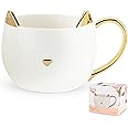 Pinky Up Chloe Cat Ceramic Coffee Mug, Tea Cups, Travel Mugs for Cappuccino, Latte, Hot Chocolate, Milk, Herbal Teas, 12 oz, Set of 1, White