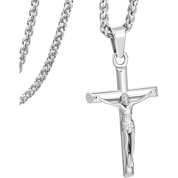 Pendentif Croix Catholique Argent Sterling 925 Needzo - Twist Design 1,1 X 0,7 Pouces