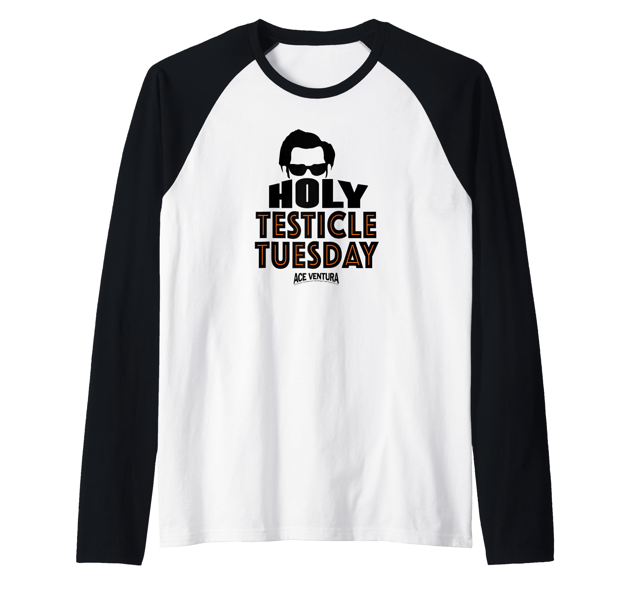Ace Ventura Holy Testicle Tuesday Raglan Baseball Tee