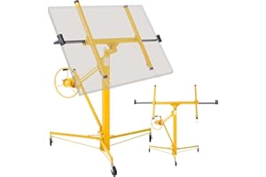WEAGP Drywall Lift 11FT, Sheetrock Lift 150LBS Heavy Duty Drywall Lift Panel with 360° Adjustable Telescopic Arm & 3 Lockable Wheels, Drywall Lifter for Home Improvement, Yellow