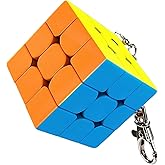 Moyu Keychain Cube, Mini Puzzle 3x3 Key Ring, 3by3 Small Sitckerless Speed Cube, 1.18 Inch