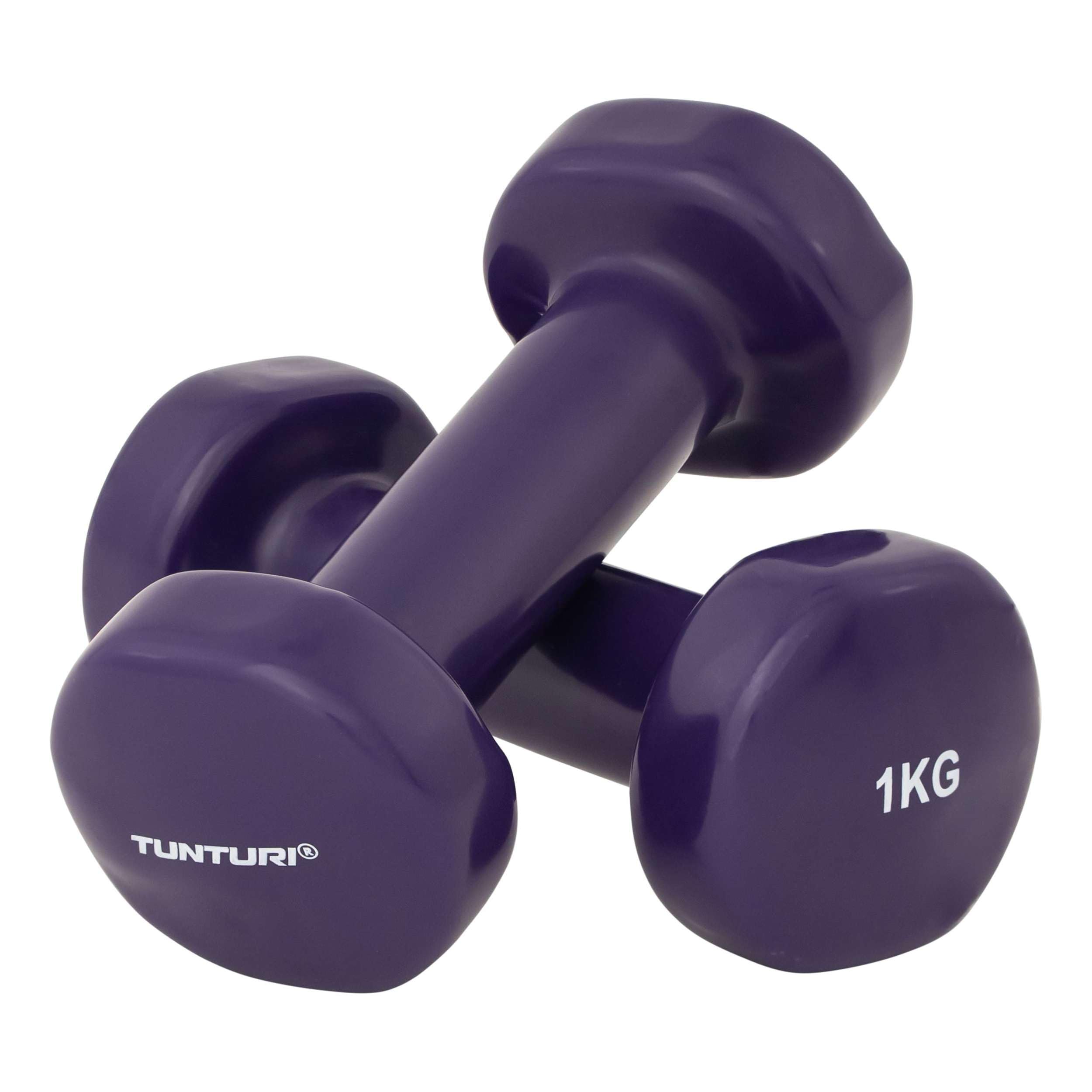Tunturi Unisex Adult Dumbbell sets Vinyl Dumbbells/Dumbbell set 1.0kg, Purple, Pair - Purple, 1