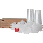 3M PPS (Original Series) Paint Spray Gun Cup Lids and Liners Kit, Large, 28 oz, 200-micron Filter, Use w/ Paint Gun for Cars, Furniture, Home, 25 Disposable Lids and Liners, 10 Sealing Plugs, Factory