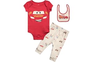 Disney Baby Boys' Outfit Set - 3 Piece Newborn Essentials Gift Set with Bodysuit, Pants, and Bibs (Infant Sizes:0-9M)