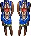 SheKiss Women's Traditional African Print Dashiki Bodycon Sleeveless High Collar Dress