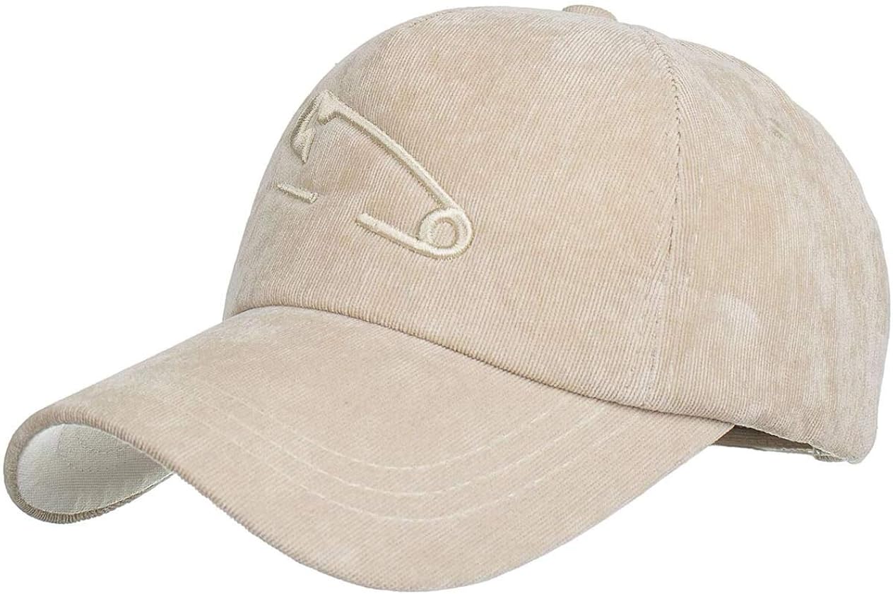CHENNUO Corduroy Baseball Cap Women Embroidered Cap Solid Color Adjustable Sport Hat (Beige
