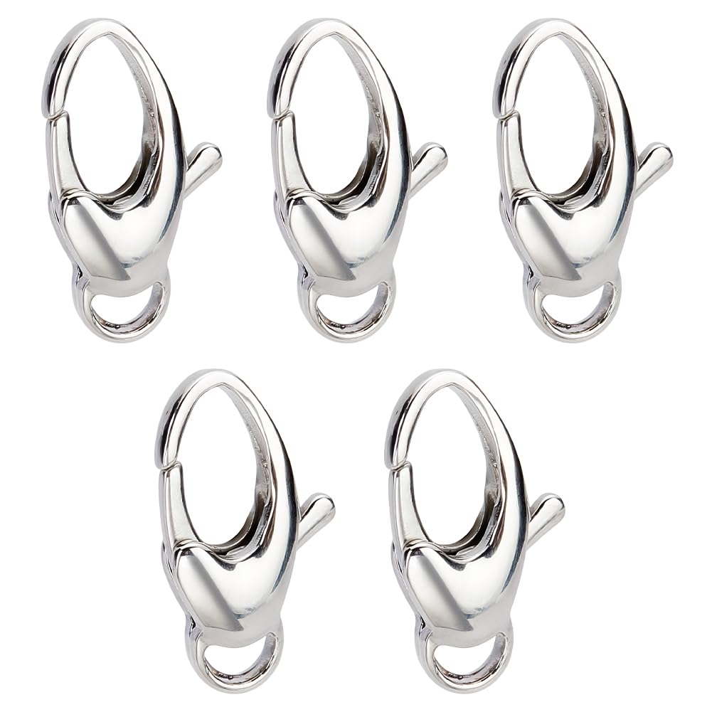 PH PandaHall Stainless Steel Oval Shape Lobster Claw Clasps Size 20x10mm for Jewellery Making Findings Value Pack 5pcs/Bag