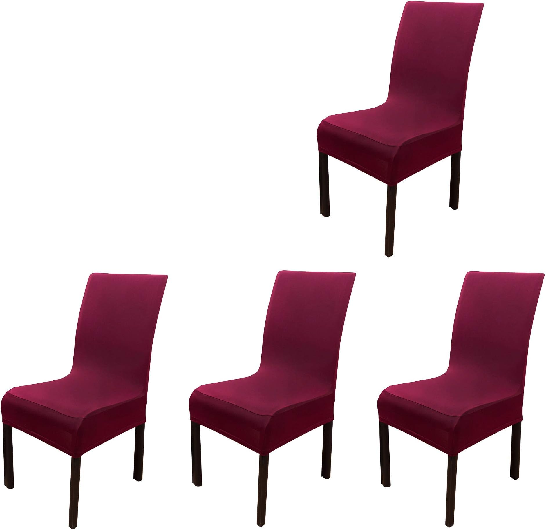 iEventStar 4 Pieces Spandex Stretch Washable Dining Room Chair Cover Protector Seat Slipcovers (Burgundy, 4)