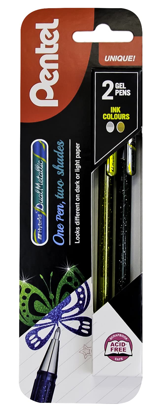 Pentel Hybrid Dual Metallic Gel Pen - Gold/Silver