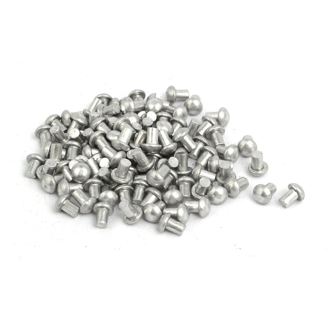 Sourcingmap 100pcs M3 x 4mm Aluminum Half Round Head Solid Rivet Fastener Silver Tone