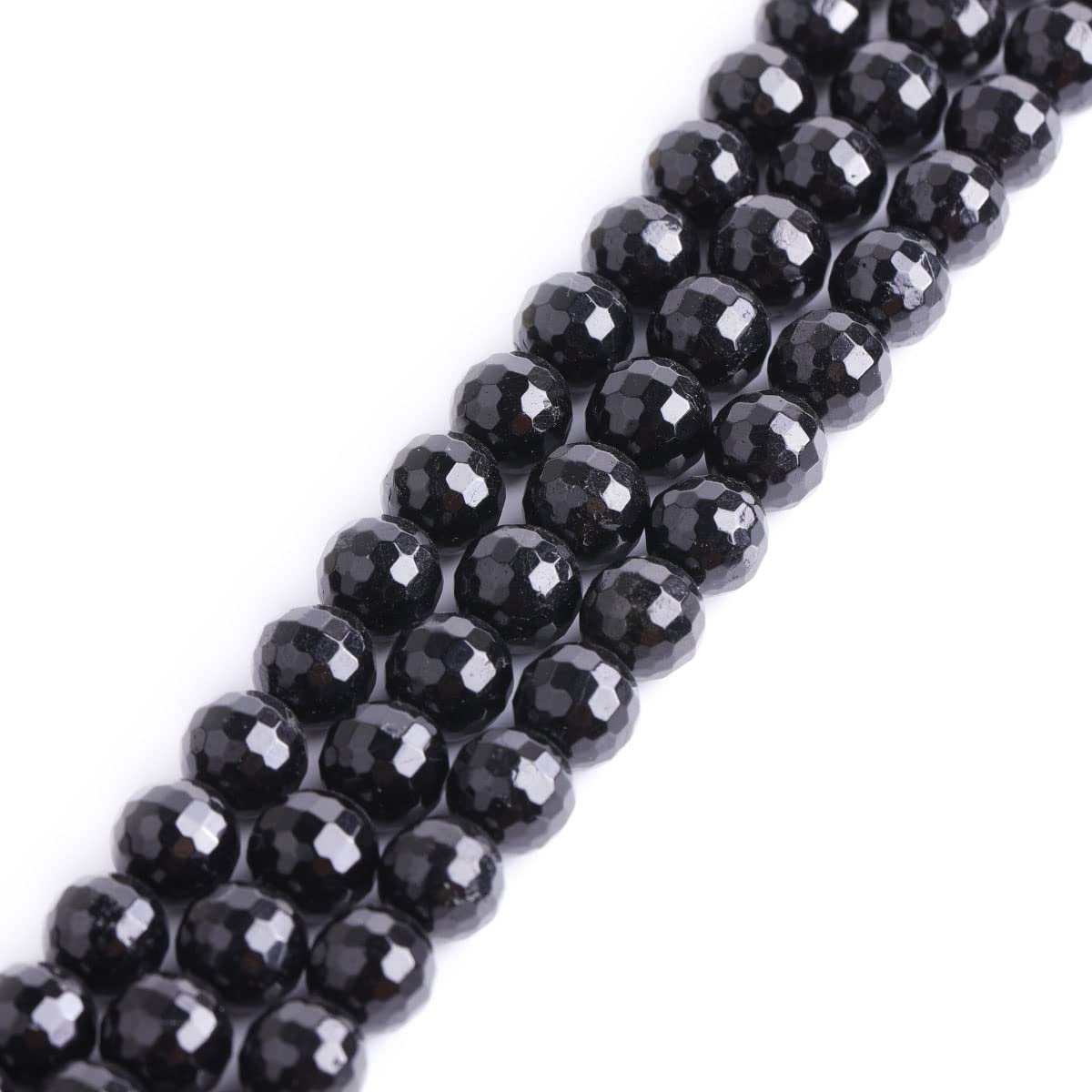 AAA Grade Natural Genuine Gemstone Semi Precious Stone Beads for Jewellery Making 15‘’ (Round Faceted Black Tourmaline/10MM)
