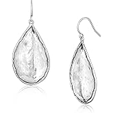 JEAN RACHEL JEWELRY Hammered Earrings for Women - 925 Sterling Silver Dangle Statement, Hypoallergenic, Lead & Nickel Free jewelry (Teardrop Earrings)