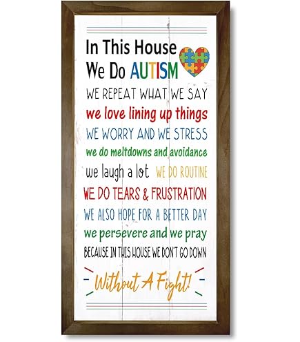 Evans1nism Cartello in legno da appendere con autismo e cuore con autismo sensoriale, decorazione da parete per casa, camera da letto, soggiorno, regalo di inaugurazione della casa, 30,5 x 30,5 cm