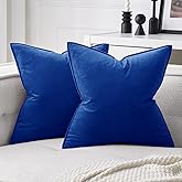 MIULEE Pack of 2 Royal Blue Decorative Velvet Throw Pillow Covers Soft Pillowcases Spring Solid Square Cushion Case for Sofa Bedroom Car 18x18 Inch