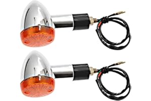 Aynaxcol Motorcycle Turn Signal Indicator Amber Lights Amber Chrome Bullet Front Rear Compatible With Honda Fury Interstate Nighthawk Rebel Sabre Shadow(2 Packs)
