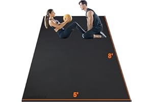 ANNGROWY Large Exercise Mat 8'x5'|12'x6' Workout Mat for Home Gym Mats Exercise Heavy Duty Gym Flooring Fitness Mat Large Yoga Mat Cardio Mat for Weightlifting, Jump Rope, MMA, Shoe-Friendly