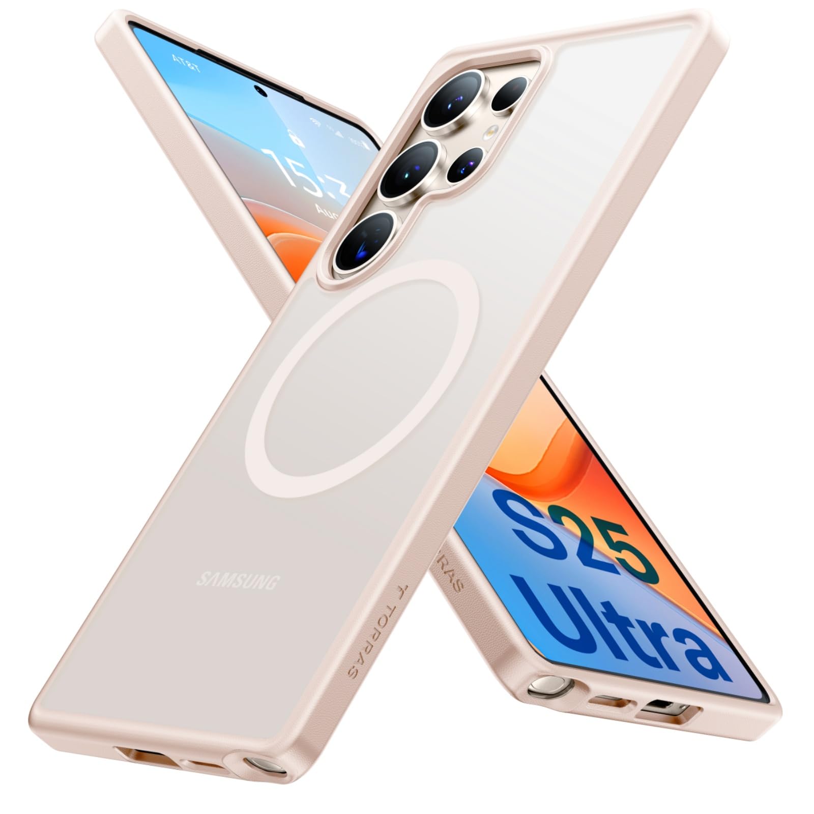 Photo 1 of TORRAS for Samsung Galaxy S25 Ultra Case, Fit for MagSafe, 4X Military Grade Protection, Magnetic Shockproof Translucent Slim for Samsung S25 Ultra Case Anti-Scratch, Titanium Pink Gold