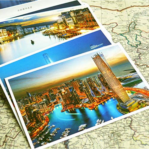 HOSTEESSCHOICE Beautiful Postcard set of 30 Post card variety pack World travel sites,4 x 6 Inches, World Urban Night Scene