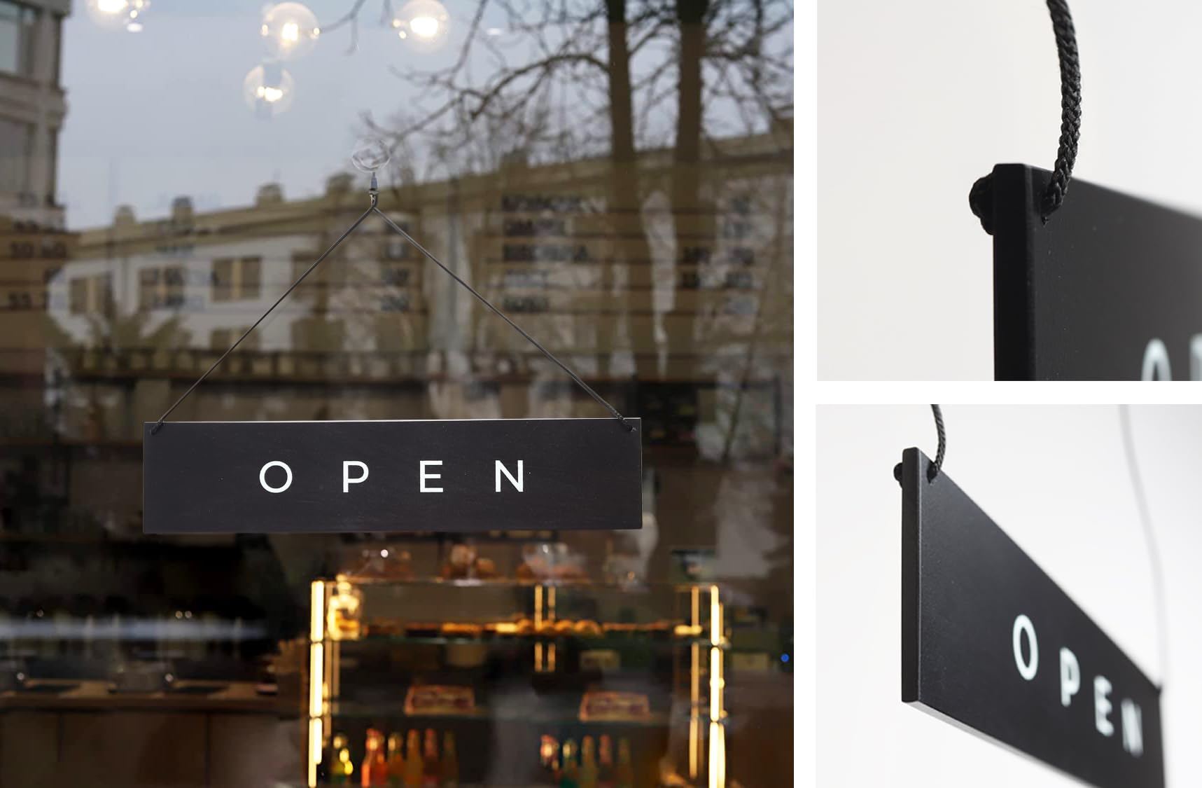 Mua Modern Black Wooden Open Closed Sign for Business - Double-Sided ...