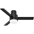 Hunter Fan Company Gilmour 44-inch Indoor/Outdoor Matte Black Casual Ceiling Fan With Bright LED Light Kit, Remote Control, Reversible WhisperWind Motor and SureSpeed Technology Included