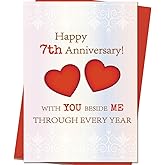 Mcduldul 7th Anniversary Card Gifts for Him Her | Funny 7 Year Wedding Anniversary Card for Couple Husband Wife | Best 7th Aday Decorations