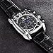 BENYAR Waterproof Chronograph Classic Rectangle Case Watches Leather Strap Business Wrist Watch For Men (Black)