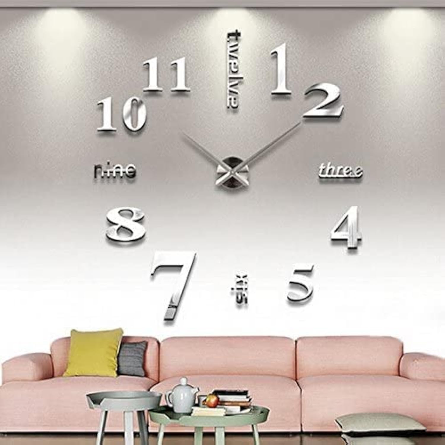 3D DIY Frameless Large Wall Clock Modern Roman Numerals 3D Mirror Sticker Home Office Decorations for Living Room Bedroom