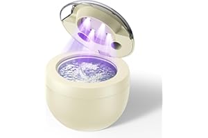 ECOBASIC Ultrasonic Retainer Cleaner, Retainer Cleaner for Dentures, Mouth Guards, Braces, Toothbrush Heads, Jewelry with UV-C Cleaner, 45kHz Ultrasonic, 4 Mode Ultrasonic Cleaner Machine (Light Yellow)