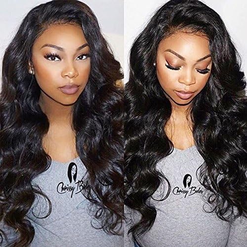 8A Grade Unprocessed Lace Front Wigs Human Hair Brazilian Virgin Remy Hair Body Wave Lace Wigs for Black Women with Full Pre Plucked Natural Hairline 130% Density (20INCH, Natural Black)