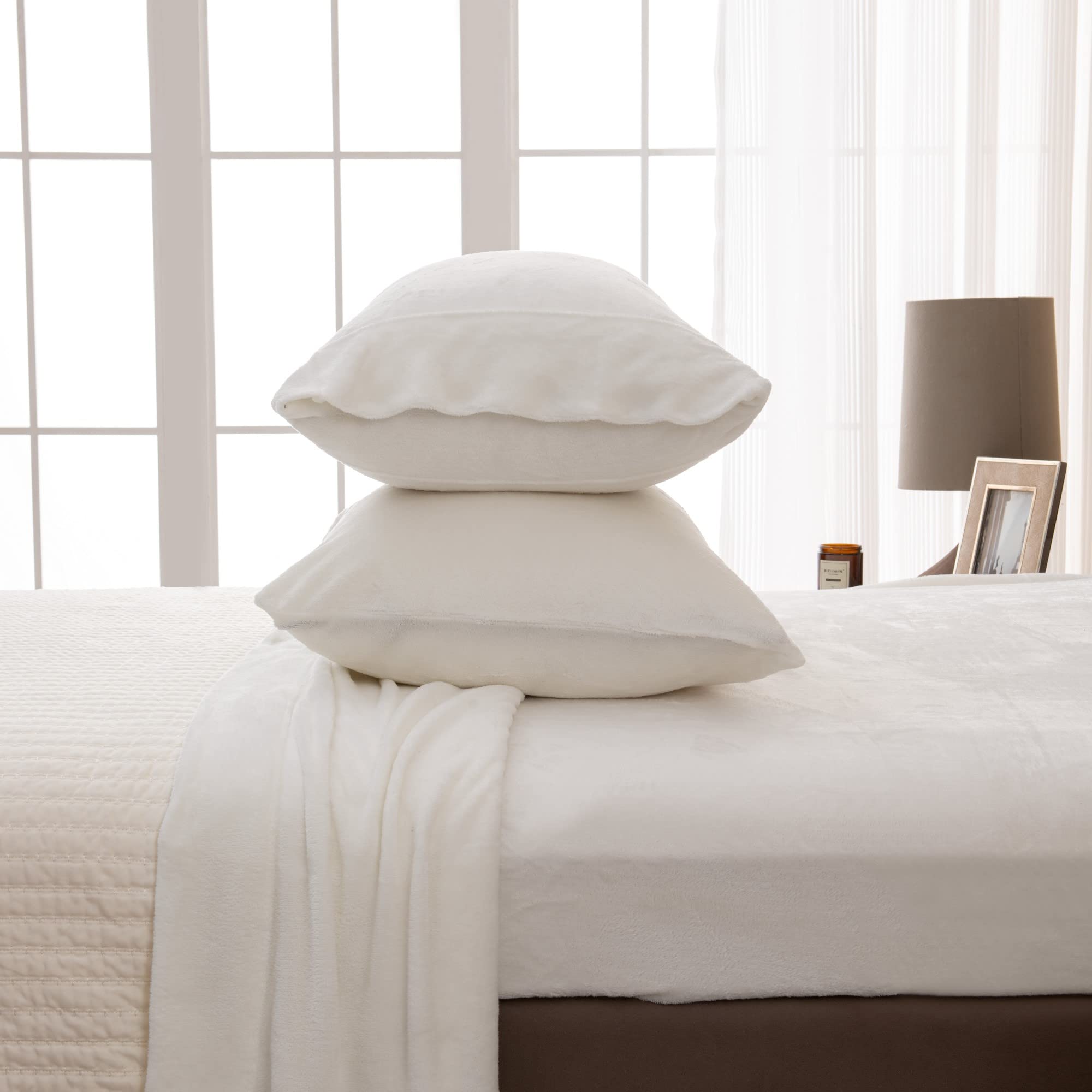 Photo 1 of Great Bay Home Extra Soft Velvet Plush California King Micro Fleece Sheet Set | Deluxe Microplush Non Pilling Sheets, Deep Pocket | Lavish Sherpa Velvet Luxe Collection (Cal King, Off White)