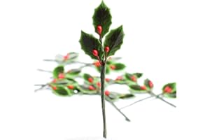 Factory Direct Craft Pack of 36 Lacquered Holly Picks - Vintage-Style Christmas Holiday Mini Holly Leaves Decorations with Glossy Finish (3-1/2" L x 1" W)