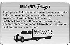 PLITI Truckers Prayer Gifts Trucker Engraved Wallet Insert Keep Me Safe Get Me Home Drive Safe Gifts For Trucker Daddy Trucker Boyfriend Husband Semi Driver Religious Card