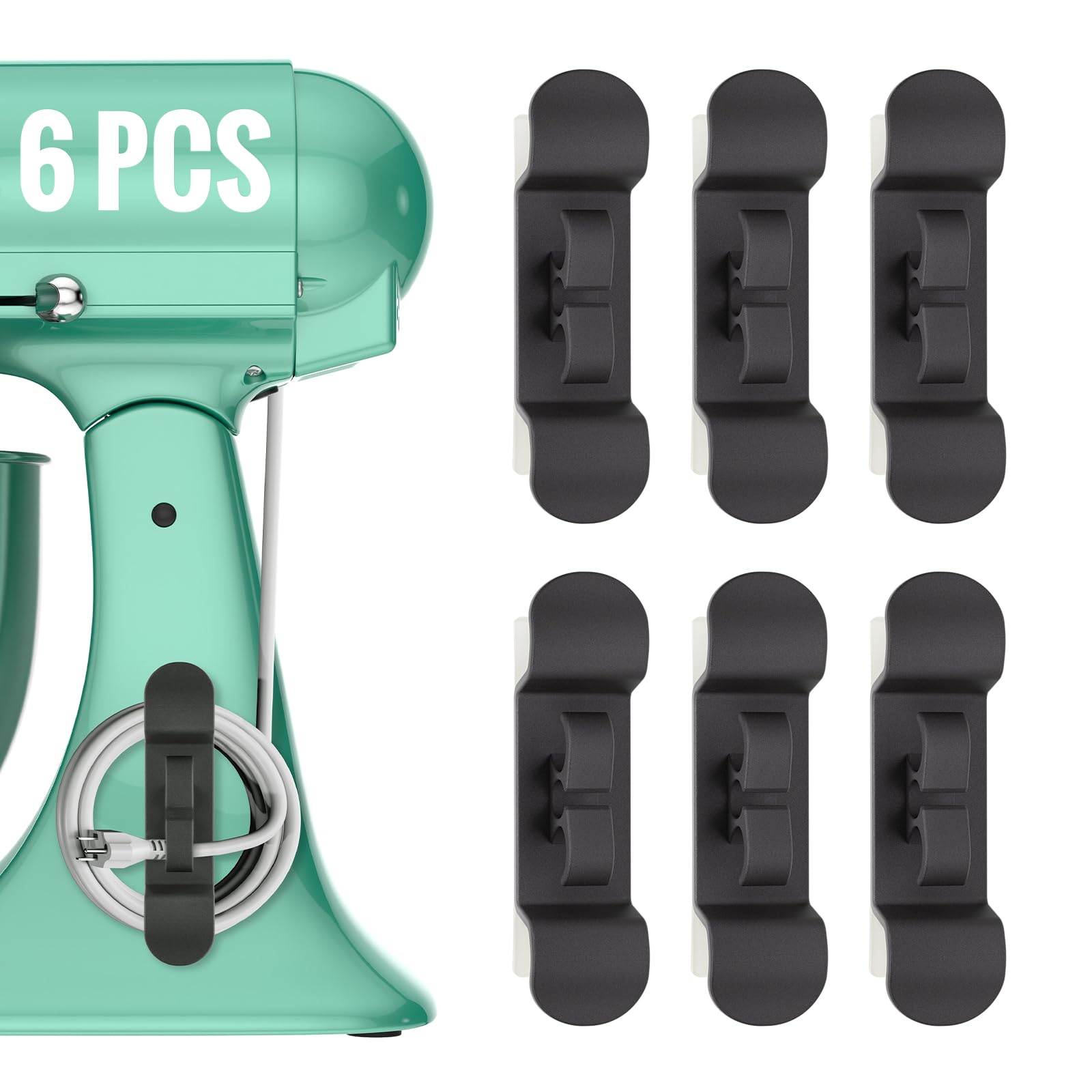 Photo 1 of 6PCS Cord Organizer for Appliances, Upgraded Kitchen Appliance Cord Wrap, Cord Holder Stick on Pressure Cooker, Coffee Maker, Air Fryer and Blender(6 Black)