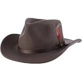 Scala - Outback Hat for Men, Wool Felt Sun Hat, Wide Brim UV Protection | For Hiking, Fishing, Camping &amp; Travel, Crushable, Water Repellent, UV Protection, Durable Western Style, Faux Leather Band