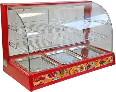 KuKoo 90cm Electric Food Warmer Cabinet Red Stainless Steel 3 Sliding Doors