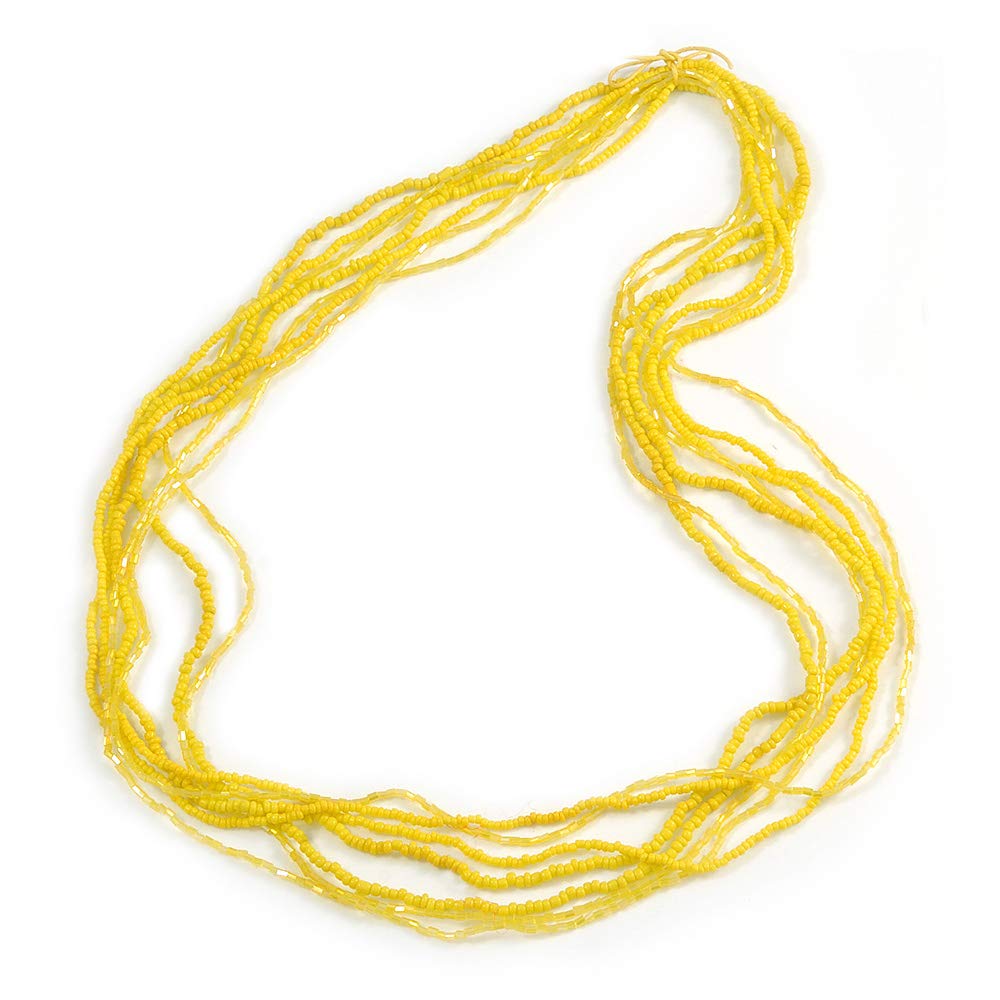 Avalaya Multistrand Banana Yellow Glass Bead Long Necklace/ 70cm L