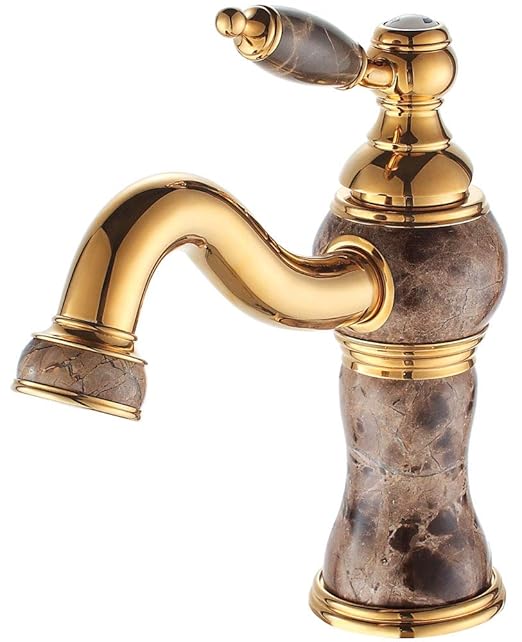 Retro Design Bad Waschbecken Einhebel Armatur Waschbecken Gold Marmor