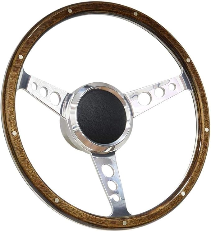 15" Wood Boat Steering Wheel with Hub and Cap Automotive
