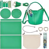 WADORN DIY Imitation Leather Bucket Bag Sewing Kit, Women Handbag Making Set Imitation Leather Clutch Bag Making Material Accessories for DIY Handmade Bag Craft, 6.7x3.9x4.72 Inch, Green