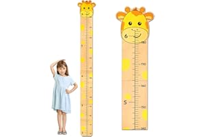 Beinou Growth Chart for Wall Wood Height Chart for Kids Height Measurement for Wall Boy Girls Height Wall Chart Growth Measuring Ruler Room Wall Decor,Yellow Giraffe
