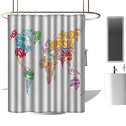 Amazon Com Timbeve Polyester Shower Curtain World Map World Map