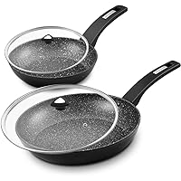 CSK 8"+11" Nonstick Frying Cookware Sets with Lids - Frying Pan Sets with Granite Coating, Classic Skillet Chef's Pan…