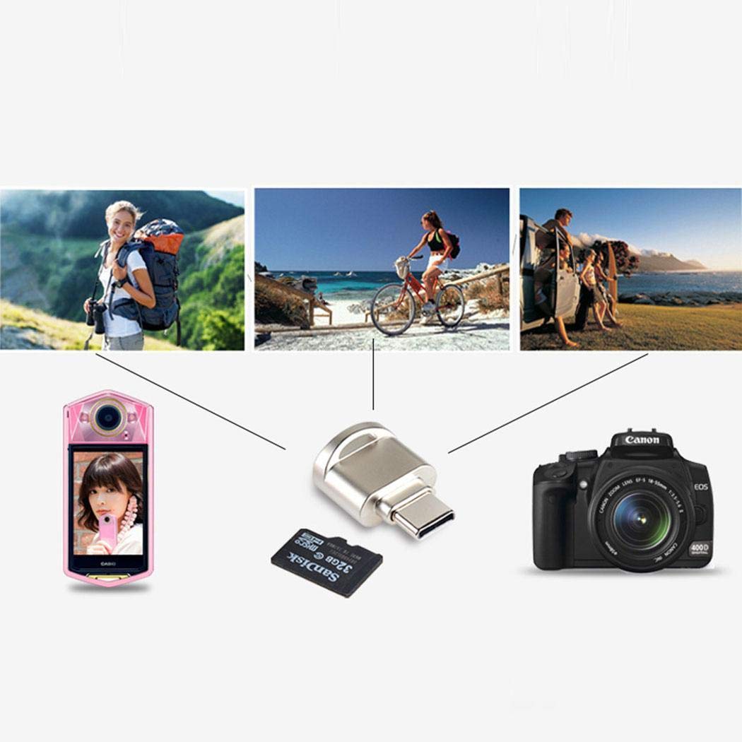 wergem Mini Portable Mit Fallschnalle Metall TF Card Typ C Kartenleser Externe Kartenlesegeräte