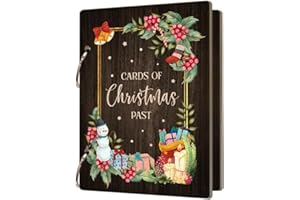 La Boda Christmas Cards Keeper with Metal Buckles Binding, Wooden Christmas Photo Card Holder for Family, Greeting Cards Storage & Organization, Birthday, Holiday Card Keepsake Book Wedding Gifts