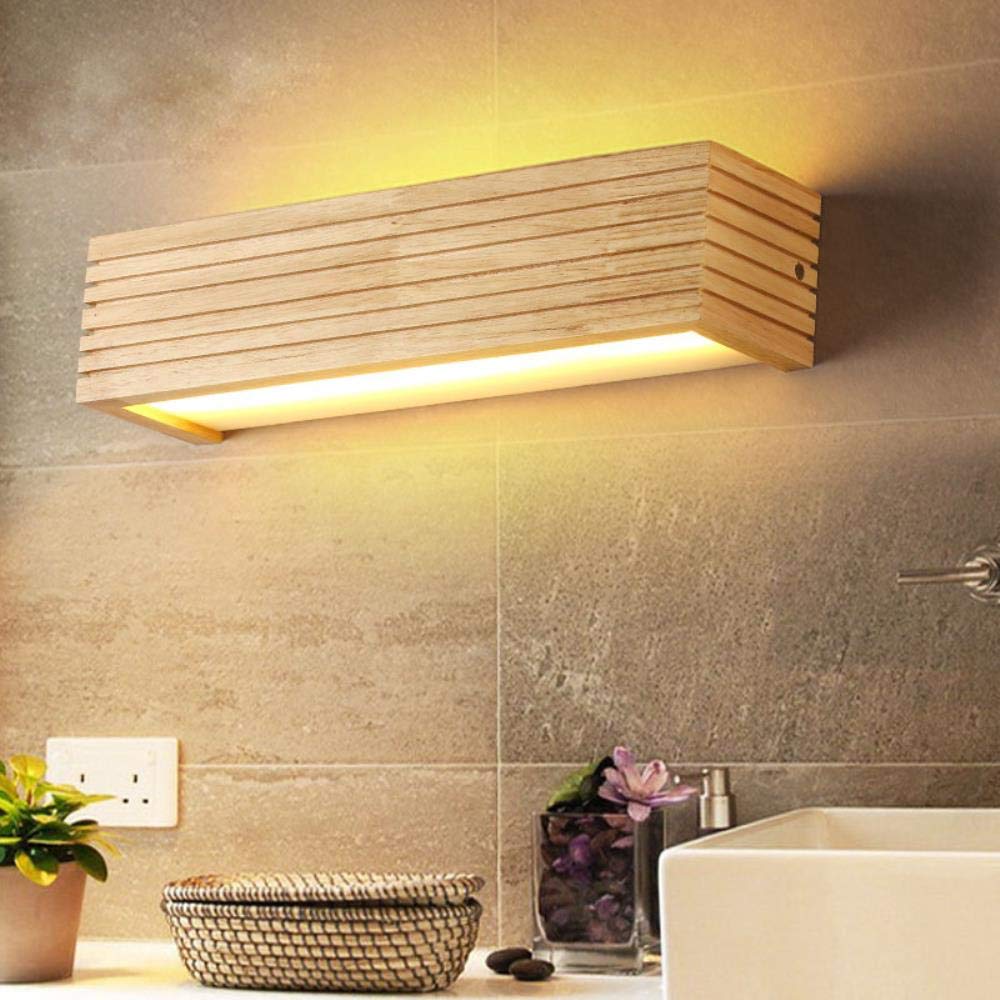 Dx Modern Wood Wall Lights Bathroom Mirror Lamp Hallway
