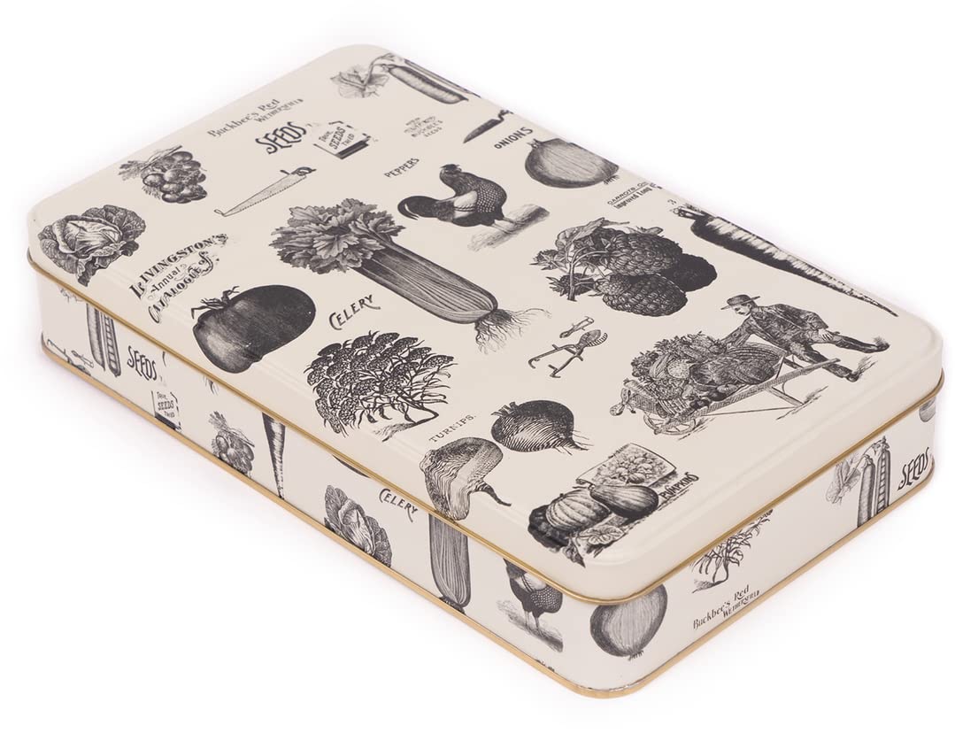 NOTIQUE Metal Tin with Lid, Nostalgic Art Box, Biscuit Tin, Storage for Small Items - Herbarium Collection (Retro)